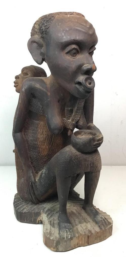Vintage handgestoken Afrikaans houten beeld - houtsnijwerk -, Antiek en Kunst, Kunst | Beelden en Houtsnijwerken, Ophalen