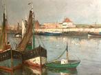 George Hambüchen (1922-2013) - Havengezicht met vissersboten, Antiek en Kunst, Kunst | Schilderijen | Klassiek