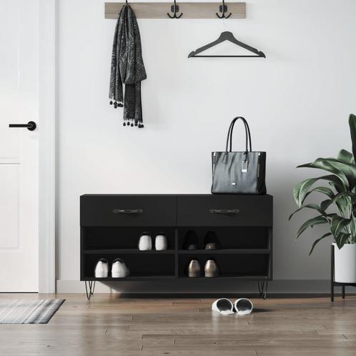 vidaXL Schoenenbank 102x35x55 cm bewerkt hout zwart, Huis en Inrichting, Kasten | Schoenenrekken, Nieuw, Verzenden