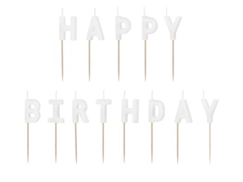 Witte Happy Birthday Kaarsen 13st, Hobby en Vrije tijd, Feestartikelen, Nieuw, Verzenden