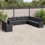 vidaXL 11-delige Loungeset met kussens poly rattan zwart, Verzenden, Nieuw, Rotan, Loungeset