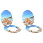 vidaXL Zachte sluit toiletbril 2 pcs Zee Schelp 44 x 38 cm, Verzenden, Nieuw