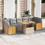 vidaXL 8-delige Loungeset met kussens poly rattan acacia, Verzenden, Nieuw, Rotan, Loungeset