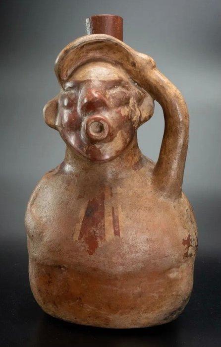 Moche-vaas van een fluitende man - Peru - Met, Verzamelen, Mineralen en Fossielen