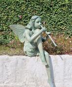 sculptuur, Tuinfee met fluit - 62 cm - Brons
