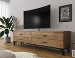 TV-Meubel - Eiken/Zwart - 180x40x50 - TVKast - Industrieel, Nieuw, 150 tot 200 cm, Overige materialen, 25 tot 50 cm