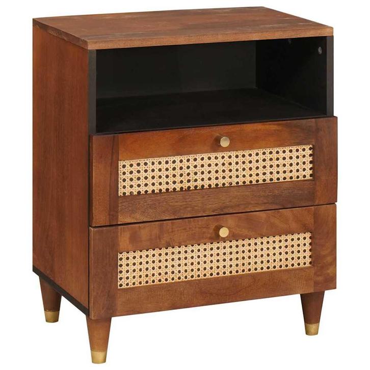 vidaXL Nachtkastjes Bruin 50 x 33 x 60 cm Bamboe en massief, Huis en Inrichting, Slaapkamer | Nachtkastjes, Nieuw, 45 tot 65 cm