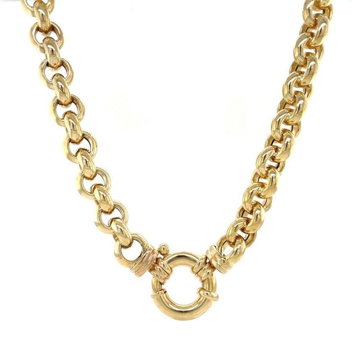 Gouden jasseron collier 50 cm 14 karaat, Sieraden, Tassen en Uiterlijk, Kettingen, Goud, Zo goed als nieuw, Goud, Verzenden