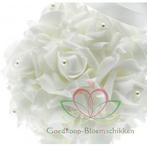 Pomander foamrosebal wit met pareltjes 12 cm. foam rosebal, Nieuw, Ophalen of Verzenden
