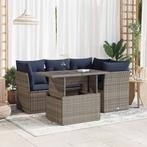 vidaXL 5-delige Loungeset met kussens poly rattan acacia, Verzenden, Nieuw, Rotan, Loungeset