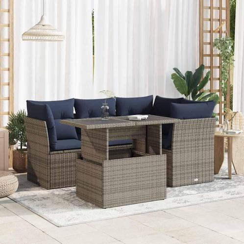 vidaXL 5-delige Loungeset met kussens poly rattan acacia, Tuin en Terras, Tuinsets en Loungesets, Loungeset, Nieuw, Rotan, Verzenden