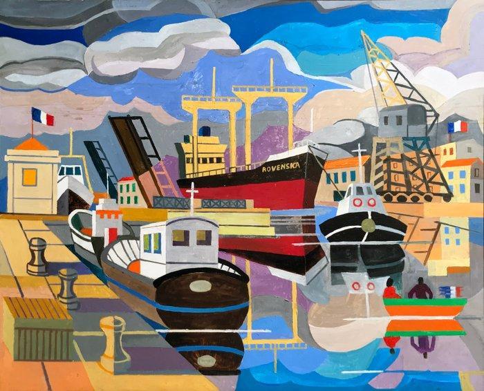 Armand Meffre (1929–2009) - Le Port de Sète - Rovenska, Antiek en Kunst, Kunst | Schilderijen | Klassiek