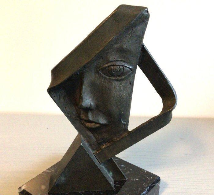 sculptuur, “ Mysterieus Gezicht “ - 13 cm - Brons, Antiek en Kunst, Curiosa en Brocante