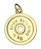Gouden Halterschijf 15 kg ketting hanger, Verzenden, Nieuw