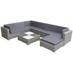 vidaXL 8-delige Loungeset met kussens poly rattan grijs, Tuin en Terras, Verzenden, Nieuw, Rotan, Loungeset