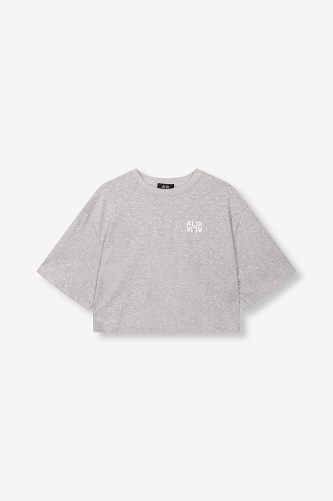 -20% Alix The Label  Alix The Label Studded t-shirt melee  m, Kleding | Dames, T-shirts, Grijs, Nieuw, Verzenden