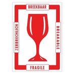 Etiket wit/rood 80x110mm Fragile glas, Ophalen of Verzenden