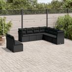 vidaXL 9-delige Loungeset met kussens poly rattan zwart, Verzenden, Nieuw, Rotan, Loungeset