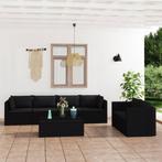 vidaXL 7-delige Loungeset met kussens poly rattan zwart, Tuin en Terras, Tuinsets en Loungesets, Verzenden, Nieuw, Rotan, Loungeset