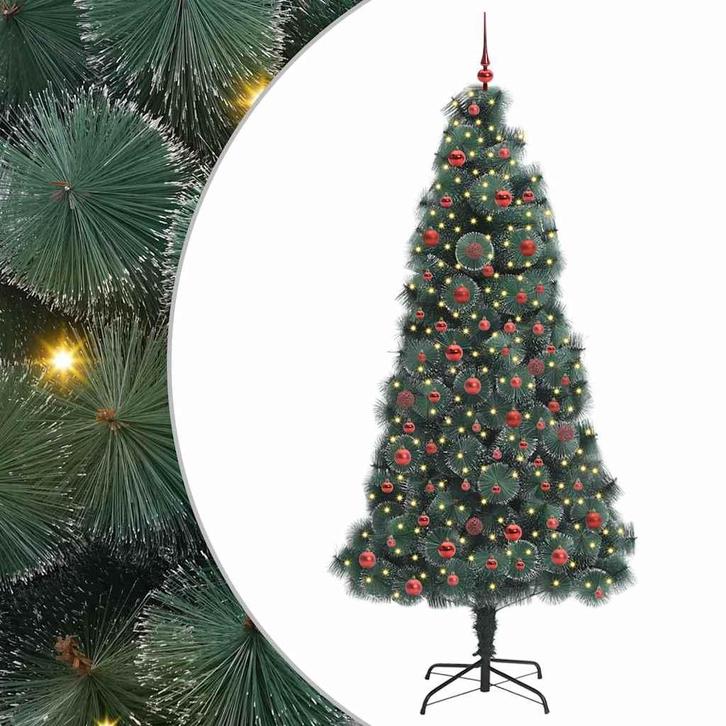 vidaXL Artificial Pre-lit Kerstboom met Ballenset Groen 210, Diversen, Kerst, Nieuw, Verzenden