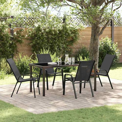 vidaXL 5-delige tuinset in zwart textilene en staal, Tuin en Terras, Tuinsets en Loungesets, Tuinset, Nieuw, Textileen, Verzenden