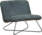 Blauwe leren industriële fauteuil zonder armleuning - Kenia, Huis en Inrichting, Fauteuils, Nieuw, Ophalen of Verzenden, 75 tot 100 cm
