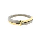 Bicolor gouden ring met titanium (stoere ring), Goud, Gebruikt, 17 tot 18, Ophalen of Verzenden