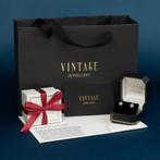 Gouden vintage entourage oorstekers met saffier en zirkonia, Ophalen of Verzenden, Nieuw