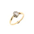 Gouden solitair ring met diamant | 0,20 ct. (roos geslepen), Gebruikt, Overige kleuren, Ophalen of Verzenden, 17 tot 18