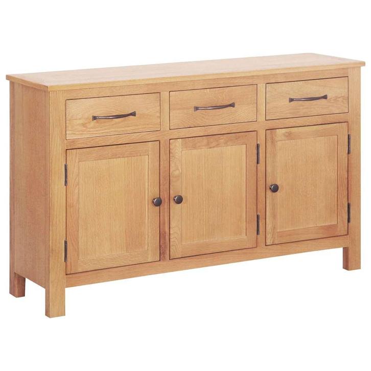 vidaXL Dressoir Bruin 112 x 33.5 x 70 cm Massief eikenhout, Huis en Inrichting, Kasten | Dressoirs, Nieuw, 100 tot 150 cm, Eikenhout