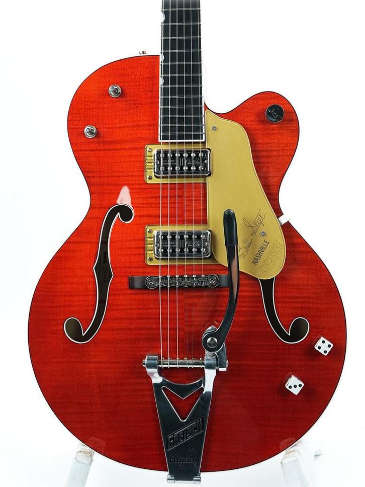Gretsch G6120TFM Brian Setzer Nashville Orange Flamed Map..., Muziek en Instrumenten, Snaarinstrumenten | Gitaren | Elektrisch