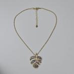 Goudkleurige dames ketting met parelmoer blad hanger nieuw, Sieraden, Tassen en Uiterlijk, Kettingen, Verzenden, Nieuw, Goud, Overige materialen