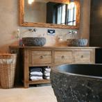 Teakhouten badmeubels wastafels waskommen spiegels MAATWERK