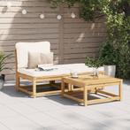 vidaXL 3-delige Loungeset met kussens massief acaciahout, Verzenden, Nieuw, Hardhout, Loungeset