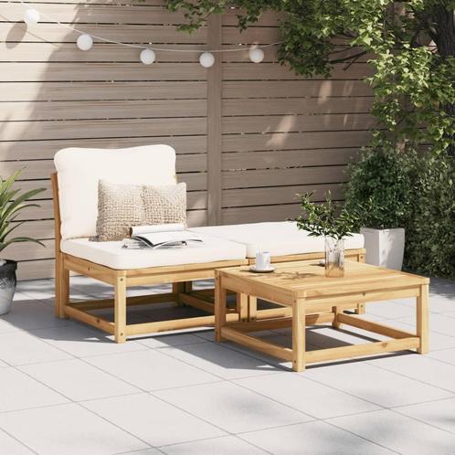 vidaXL 3-delige Loungeset met kussens massief acaciahout, Tuin en Terras, Tuinsets en Loungesets, Loungeset, Nieuw, Hardhout, Verzenden