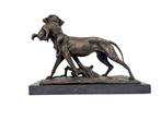 Beeldje - Hunting dog with rabbit - Brons, Antiek en Kunst