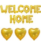 Welcome Home folie ballonnen set goud met 3 gouden harten, Verzenden, Nieuw, Versiering, Overige