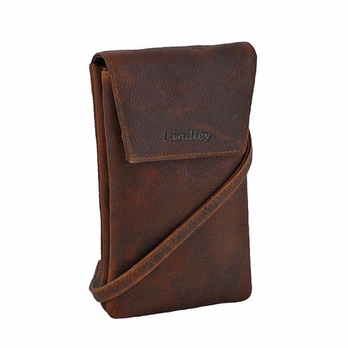 Landley Dames Telefoontasje - Phone Wallet - Leer - Cognac, Sieraden, Tassen en Uiterlijk, Tassen | Schoudertassen, Bruin, Nieuw