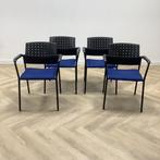 Tweedehands Complete set van 4 stuks vergaderstoelen, blauw, Huis en Inrichting, Stoelen, Ophalen of Verzenden, Gebruikt, Zwart