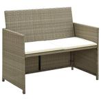 vidaXL Tuinbank 2-zits met kussens poly rattan beige, Verzenden, Nieuw, Rotan