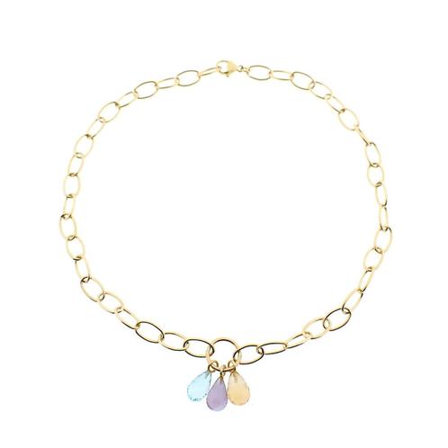 Gouden schakel ketting met topaas | 43 cm (gouden ketting), Sieraden, Tassen en Uiterlijk, Kettingen, Overige kleuren, Gebruikt