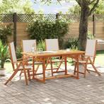 vidaXL 5-delige Tuinset massief acaciahout en textileen, Tuin en Terras, Tuinsets en Loungesets, 4 zitplaatsen, Nieuw, Tuinset