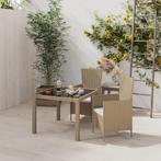 vidaXL 3-delige Tuinset met kussens poly rattan beige, 2 zitplaatsen, Nieuw, Tuinset, Verzenden