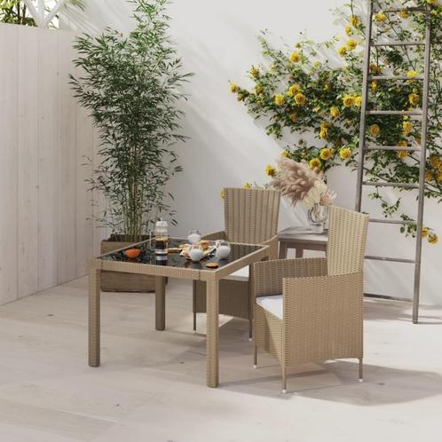 vidaXL 3-delige Tuinset met kussens poly rattan beige, Tuin en Terras, Tuinsets en Loungesets, Tuinset, Nieuw, 2 zitplaatsen, Rotan