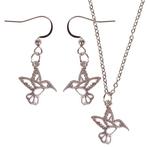 Set - Ketting 55cm - Oorbellen Zilverkleurig - Hangertje Kol, Sieraden, Tassen en Uiterlijk, Ophalen of Verzenden, Nieuw
