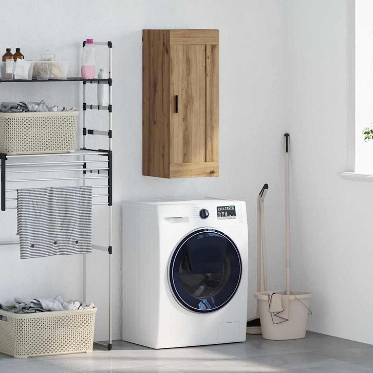 vidaXL Wandkast Artisan Eiken 34,5 x 34 x 90 cm Bewerkt hout, Huis en Inrichting, Kasten | Buffetkasten, Nieuw, Minder dan 50 cm
