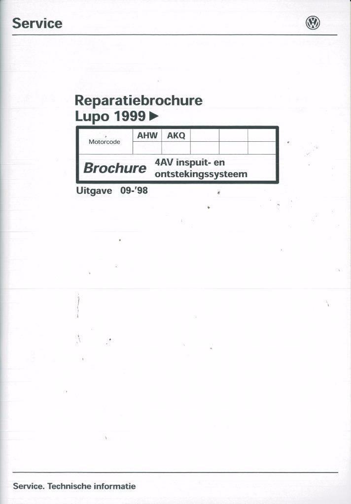 1999 Volkswagen Lupo Reparatiebrochure 4AV ontstekingsysteem, Auto diversen, Handleidingen en Instructieboekjes, Verzenden
