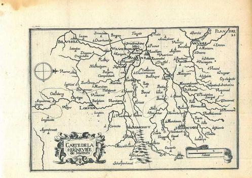 Kaart van Mechelen, Antiek en Kunst, Kunst | Etsen en Gravures