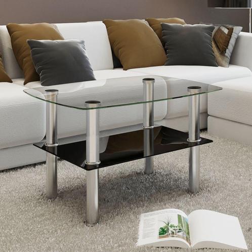 vidaXL Salontafel met 2 lagen glas, Huis en Inrichting, Tafels | Salontafels, Nieuw, 50 tot 100 cm, Glas, Minder dan 50 cm, Verzenden