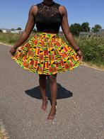 Afrikaanse print mini rok - Kente oranje/groen - S, Kleding | Dames, Rokken, Ophalen of Verzenden, Nieuw